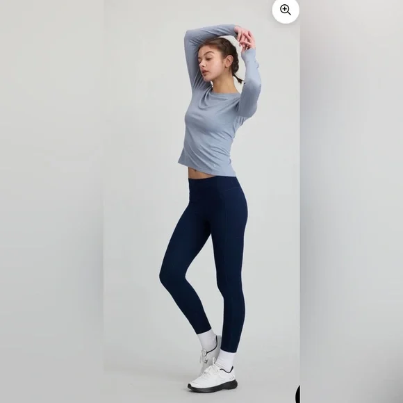 NWT Women's Cozy Zero Merino Blend Lightweight Navy Blue Leggings Pants. Small. - Picture 7 of 14